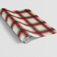 Red Green Tartan Gift Wrap, Cranberry Pines Plaid Wrapping Paper, Traditional Christmas Paper Roll, Festive Holiday Gift Wrap Paper
