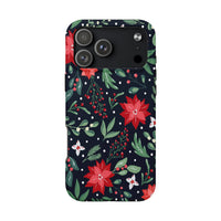 Christmas Floral Phone Cover, Deck the Halls Poinsettia Phone Case, Holiday Poinsettia Protective Case for iPhone, Festive Berry Phone Case