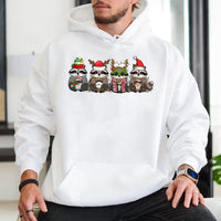 Adorable Holiday Wildlife Raccoon Hoodie, Christmas Raccoon Hoodie, Animal Lover Xmas Hooded Sweatshirt, Festive Winter Raccoon Pullover