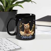 Kitten in Snowy Winter Scene Coffee Mug, Adorable Ginger Cat Christmas Mug, Comfy Holiday Ceramic Cup, Xmas Present for Cat Lovers