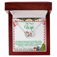CZ Heart Pendant, Future Wife Interlocking Hearts Necklace from Husband, Surgical Steel Necklace, Romantic Christmas Jewelry Present