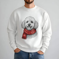 Festive Scarf Poodle Holiday Sweater, Poodle Christmas Sweatshirt, Adorable Winter Poodle Crewneck, Comfy Dog Lover Animal Graphic Pullover