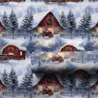 Rustic Country Wrapping Paper, Vintage Red Barn Christmas Wrapping Paper, Farmhouse Winter Gift Wrap, Snowy Holiday Wrapping Paper