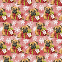 Adorable Puppy Holiday Gift Wrap Roll, Bullmastiff Christmas Wrapping Paper, Winter Dog Breed Wrapping Paper, Pet Lover Xmas Gift Wrap