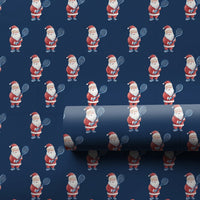 Navy Blue Christmas Gift Wrap, Tennis Santa Wrapping Paper, Tennis Player Santa Present Paper, Sporty Holiday Wrap, Tennis Coach Gift Wrap Roll