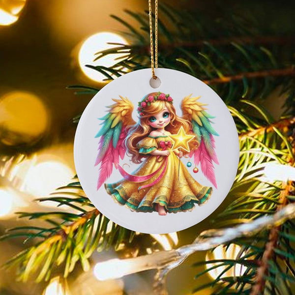 Christmas Angel Tree Ornament, Adorable Angel Ornament, Fairy Tale Holiday Ornament, Ceramic Angel Keepsake, Adorable Xmas Pr