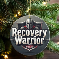 Sobriety Anniversary Ceramic Ornament, Recovery Warrior Christmas Ornament, Sober Milestone Keepsake Ornament, Clean and Sober Present for Him