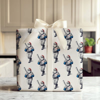 Retro Baseball Christmas Gift Wrap, Vintage Baseball Santa Wrapping Paper, Sports Santa Wrapping Paper, Holiday Baseball Gift Wrap Roll