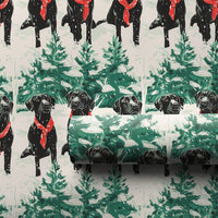 Red Scarf Dog Holiday Gift Wrap, Black Labrador Wrapping Paper, Snowy Winter Christmas Wrapping Paper, Dog Lover Wrapping Paper Roll