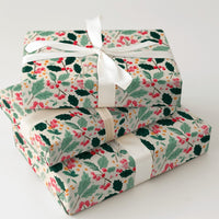 Botanical Greenery Gift Wrap, Christmas Holly Berry Wrapping Paper, Traditional Holiday Wrapping Paper, Classic Winter Gift Wrap Roll