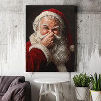Whimsical Holding Nose Canvas Print, Humorous Santa Claus Canvas Wall Art, Christmas Holiday Portrait Canvas, Xmas Wall Decor, Holiday Present