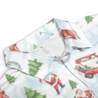 Humorous Christmas Golf Shirt, Santa Playing Golf Polo Shirt, Holiday Golfer Polo, All-Over Xmas Print Collared Shirt, Christmas Golfer Present