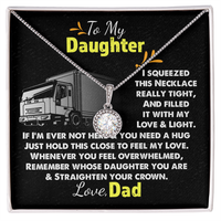 Trucker Dad Message Card Necklace, To My Daughter Necklace, White Gold Pendant, Sentimental Daughter Jewelry, Birthday Christmas Present