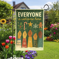 Inclusive Christmas Garden Flag, Everyone Is Welcome Here Garden Flag, Diversity Yard Flag, Welcome Lawn Banner, Holiday Garden Flag