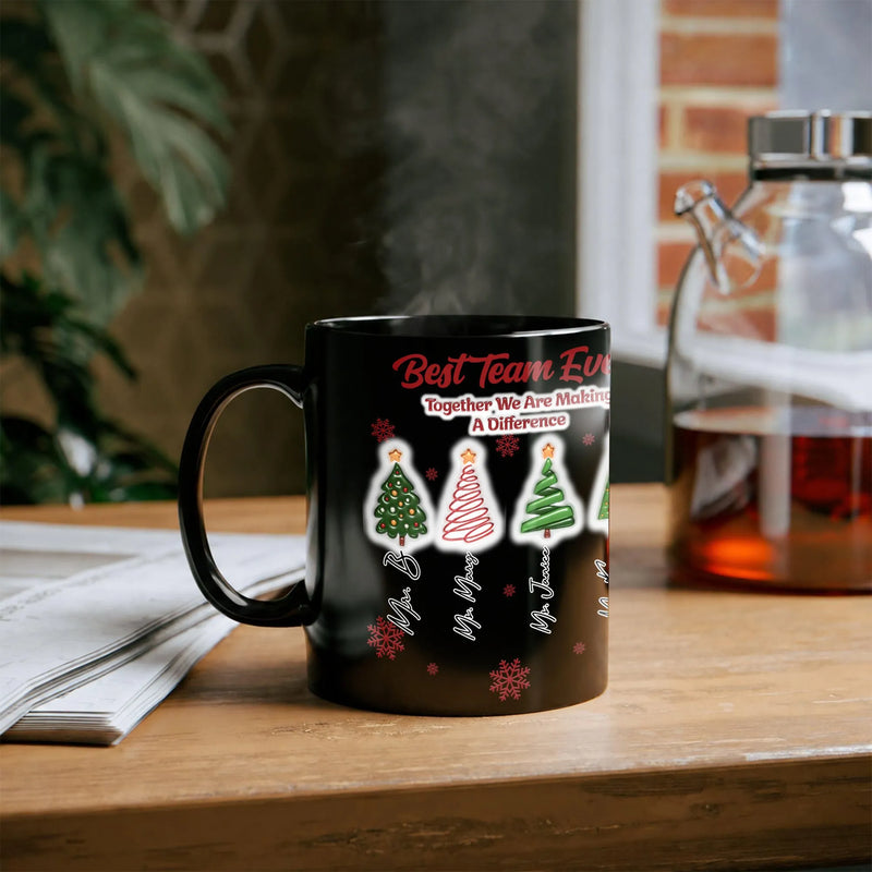 3D Tree Staff Appreciation Coffee Mug, Best Team Ever Christmas Mug, School Coworker Holiday Ceramic Mug, Personalized Teacher Present