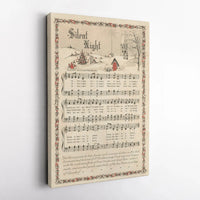 Vintage Christmas Carol Canvas Print, Silent Night Sheet Music Canvas Wall Art, Holiday Hymn Canvas Decor, Festive Winter Music Wall Art