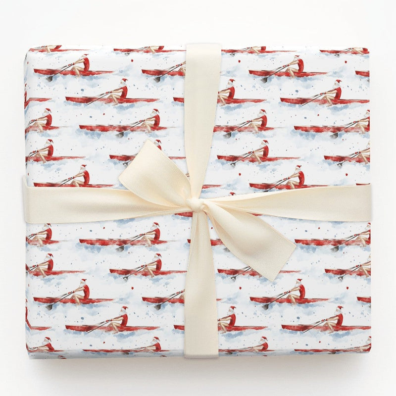 Watercolor Sculling Crew Gift Wrap, Rowing Santa Wrapping Paper, Sports Christmas Wrapping Paper, Rower Holiday Gift Wrap Paper