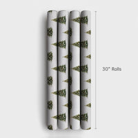 Winter Forest Holiday Gift Wrap, Snowy Christmas Tree Wrapping Paper, Snow Dusted Evergreen Tree Paper, Festive Present Wrap Roll for Presents