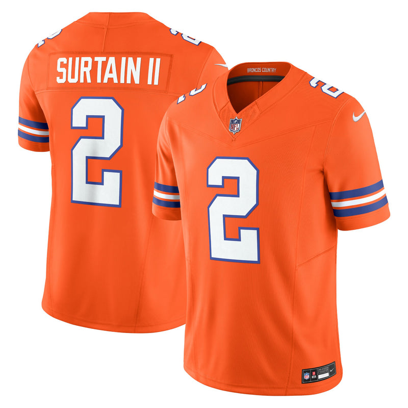 Denver Broncos Patrick Surtain II Orange Alternate Mile High Collection 1977 Throwback Limited Jersey