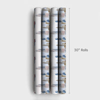 NYC Christmas Cityscape Gift Wrap, Snowy New York City Wrapping Paper, Watercolor Holiday Wrapping Paper, Winter City Gift Wrap Roll