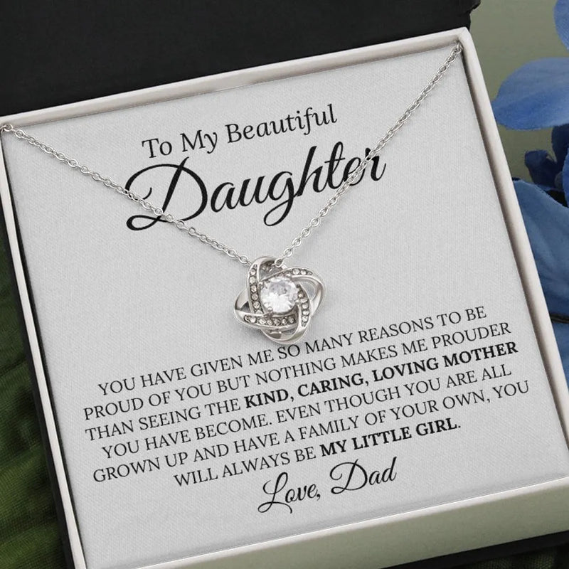 Dad to Daughter Love Knot Necklace, Daughter Love Knot Necklace, Sentimental Love Knot Necklace, Birthday Present from Dad, Christmas Jewelry