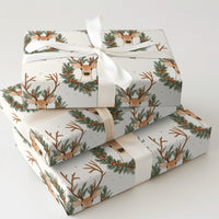 Woodland Deer Gift Wrap, Reindeer Wrapping Paper, Rustic Holiday Wrapping Paper, Christmas Gift Wrapping Paper, Forest Animal Present Paper
