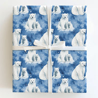 Adorable Arctic Winter Gift Wrap, Watercolor Polar Bear Wrapping Paper, Woodland Animal Gift Wrapping Paper, Christmas Birthday Paper Roll