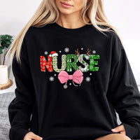 Festive Holiday Bow Healthcare Sweater, Christmas Nurse Stethoscope Sweatshirt, Adorable Medical RN ER Crewneck, Nurse Xmas Present