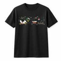 Humorous Kitty Holiday Pet Graphic Tee, Black Cat Santa Christmas T-Shirt, Adorable Spooky Xmas Cat Lover Shirt, Festive Animal Top
