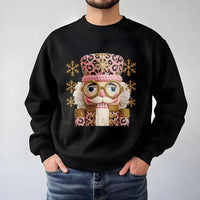 Preppy Crochet Aesthetic Holiday Crewneck, Pink Nutcracker Christmas Sweatshirt, Adorable Winter Pullover Sweatshirt, Xmas Graphic Sweatshirt