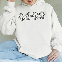 Adorable Minimalist Gingerbread Hoodie, Gingerbread Man Hoodie, Humorous Holiday Cookie Hooded Sweatshirt, Festive Christmas Pullover Present