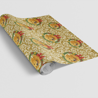 Dog Holiday Gift Wrap, Golden Retriever Christmas Wrapping Paper, Puppy Floral Wreath Wrapping Paper, Festive Pet Christmas Paper Roll