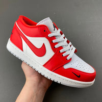 Low Top Sneakers, White Black Red Colorway, Lace Up Design, Casual Gift for Sneaker Fans