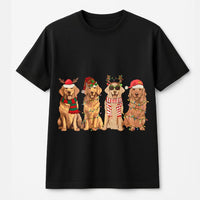 Adorable Holiday Dog Mom Shirt, Golden Retriever Christmas T-Shirt, Festive Dog Lover Graphic Tee, Retro Xmas Animal Tee, Pet Owner Present