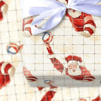 Sports Santa Net Gift Wrap, Spiking Santa Volleyball Wrapping Paper, Humorous Volleyball Player Christmas Present Wrap, Holiday Athlete Paper