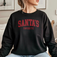 Varsity Letter Christmas Sweatshirt, Santa's Favorite Sweatshirt, Holiday Crewneck Sweatshirt, Retro Xmas Graphic Pullover, Comfy Winter Present