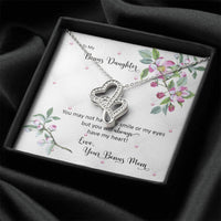 Interlocking Heart Pendant, Double Heart Necklace for Bonus Daughter, 14K White Gold Necklace, Birthday Christmas Present from Bonus Mom