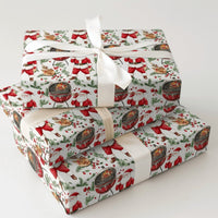 Christmas BBQ Cookout Gift Wrap, Grilling Santa Wrapping Paper, Roasted Turkey Holiday Wrapping Paper, Humorous Red Grill Gift Wrapping Paper