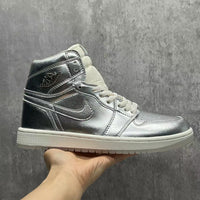 High Top Sneakers, Silver Colorway, Lace Up Design, Casual Gift for Sneaker Fans