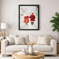 Snowy Forest Christmas Wall Decor, Santa and Mrs Claus Christmas Canvas Art, Romantic Santa and Mrs Claus Canvas Print, Festive Holiday Present