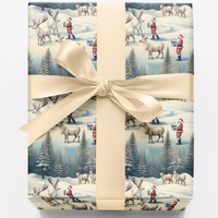 Santa and Reindeer Holiday Gift Wrap Roll, Vintage Santa Wrapping Paper, Nostalgic Christmas Wrapping Paper, Festive Xmas Present Wrap