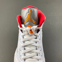 Retro High Top Sneakers, White Orange Colorway, Lace Up Design, Casual Gift for Sneaker Fans
