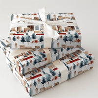 Watercolor Winter Cityscape Gift Wrap, Toronto CN Tower Wrapping Paper, Canadian Streetcar Wrapping Paper, Christmas Holiday Wrapping Paper