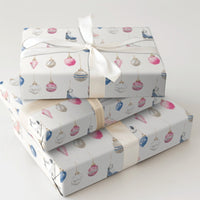 Christmas Ornaments Gift Wrap, Watercolor Ice Skates Wrapping Paper, Pastel Winter Holiday Wrapping Paper, Festive Seasonal Gift Wrap