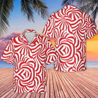 Candy Cane Christmas Aloha Shirt, Peppermint Swirl Hawaiian Shirt, Holiday Festival Button Up Shirt, Festive Winter Vacation Shirt for Men