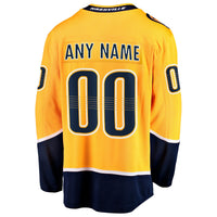 Nashville Predators Gold Home Breakaway Custom Jersey