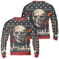 Flames Ugly Christmas Sweatshirt, Gothic Skull Sweatshirt, Dark Aesthetic Holiday Sweatshirt, Goth Winter Pullover Sweater, Xmas Present