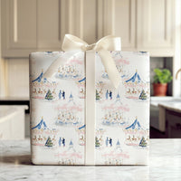 Festive Reindeer Holiday Gift Wrap, Watercolor Christmas Carousel Wrapping Paper, Whimsical Winter Wrapping Paper, Seasonal Gift Wrap Roll