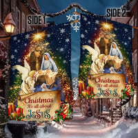 Christmas Nativity Holiday Yard Flag, It is All About Jesus Garden Flag, Double Sided Christian Faith Flag, Winter Lawn Religious Decor