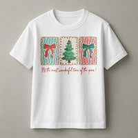 Retro Christmas Tree Bow Tee, Most Wonderful Time of the Year T-Shirt, Vintage Holiday Graphic Shirt, Adorable Xmas Tree T-Shirt, Holiday Present